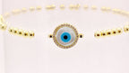 Evil Eye Brass Circle Charm Bracelet Men Women