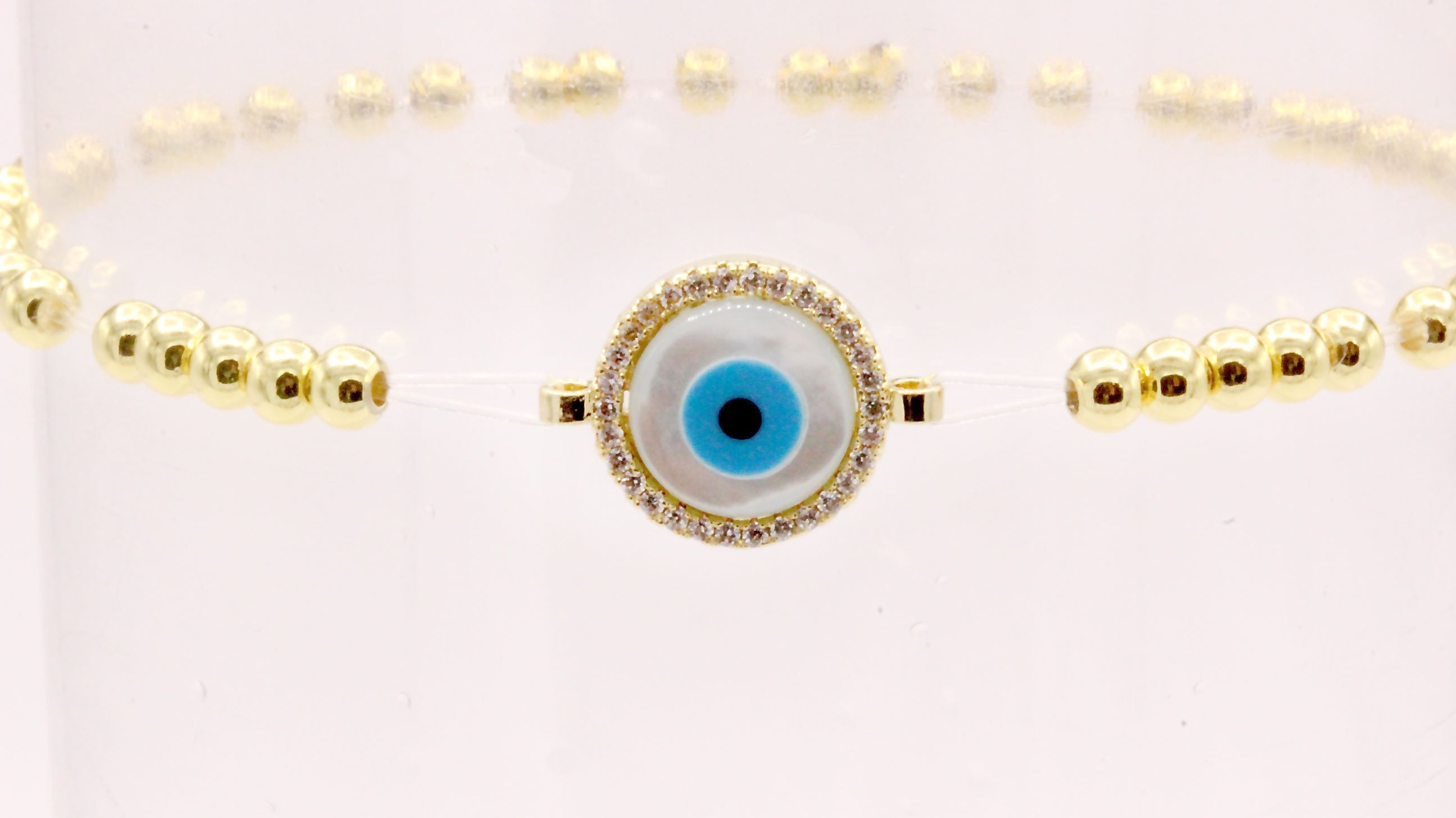 Evil Eye Brass Circle Charm Bracelet Men Women