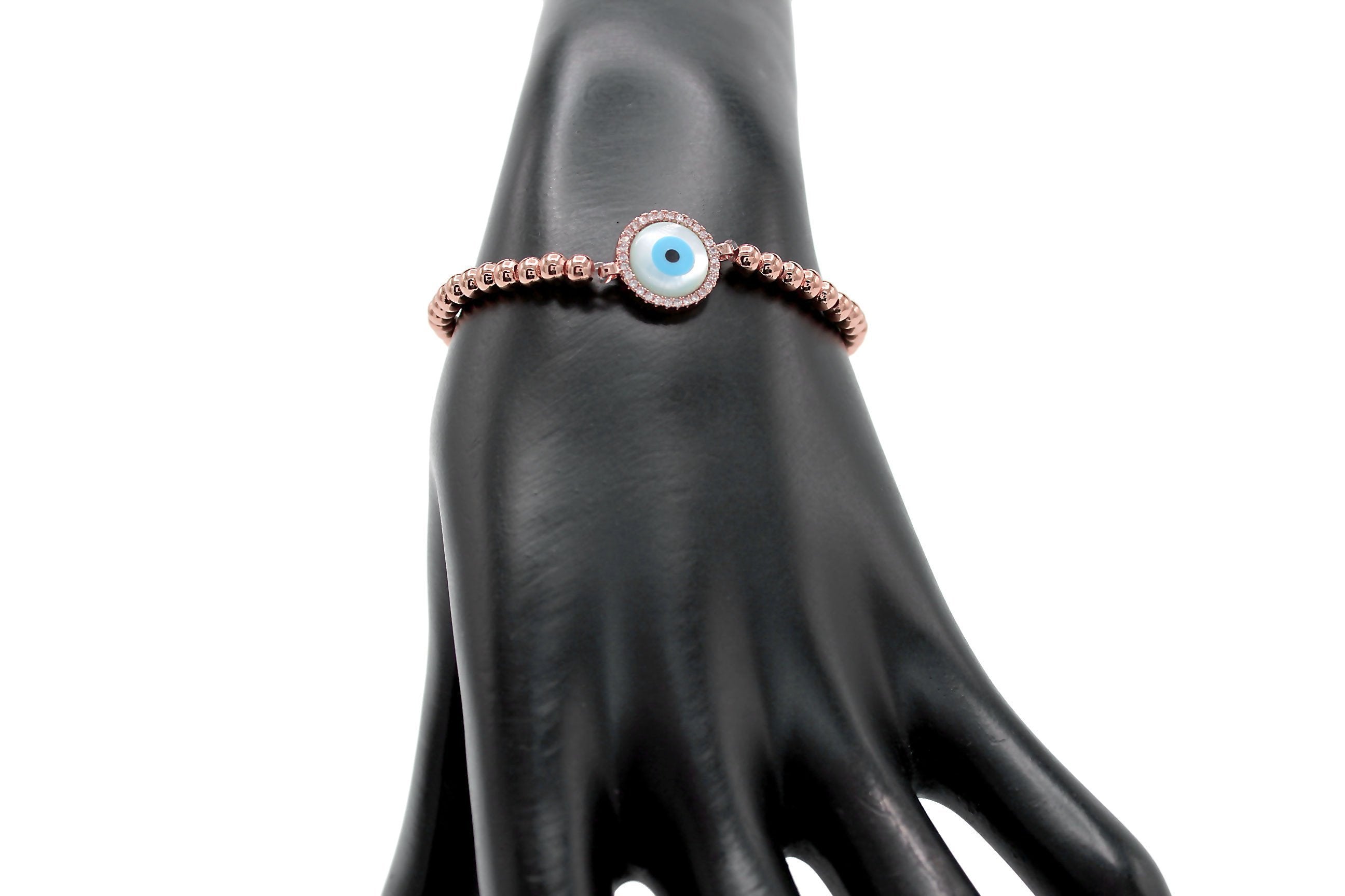 Evil Eye Brass Circle Charm Bracelet Men Women