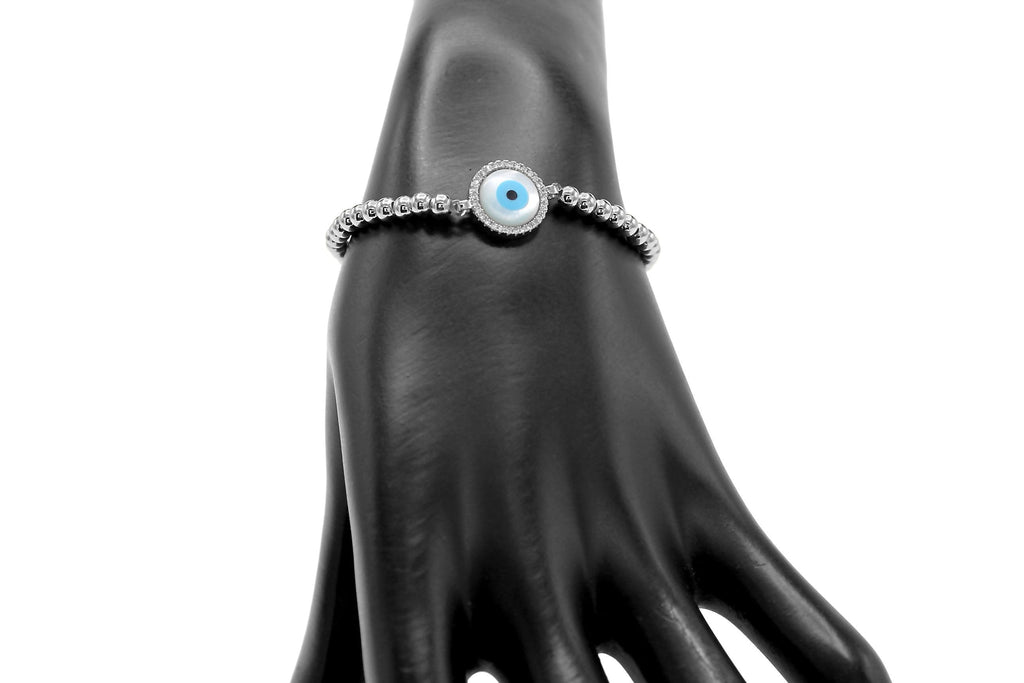 Evil Eye Brass Circle Charm Bracelet Men Women