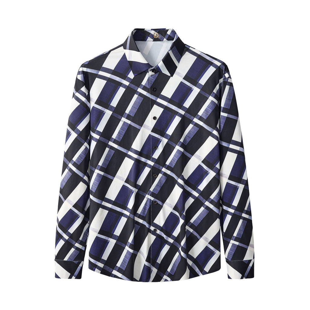 Seamless Bold Plaid Shirt – El Baron BLUE