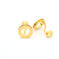 Goldtone Round Gold Lining Rectangle Cuff Links With Jewelry Box