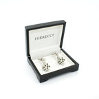 Silvertone Dice Cuff Links With Jewelry Box