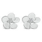 10K White Gold 1/3 Cttw Lab Grown Diamond Flower Petal Stud Earrings