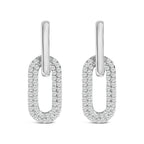10K White Gold 1/2 Cttw Lab Grown Diamond Dangling Paperclip Drop Earrings