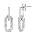 10K White Gold 1/2 Cttw Lab Grown Diamond Dangling Paperclip Drop Earrings