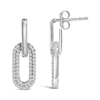 10K White Gold 1/2 Cttw Lab Grown Diamond Dangling Paperclip Drop Earrings