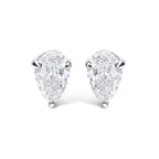14K White Gold 1.00 Cttw Lab Grown Pear Shaped Solitaire Diamond Stud Earrings