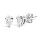 14K White Gold 1.00 Cttw Lab Grown Pear Shaped Solitaire Diamond Stud Earrings