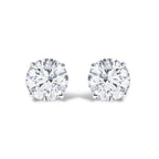 14K White Gold 1/2 Cttw Round Lab Grown Diamond Solitaire Stud Earrings with Push Backs