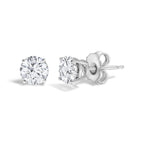 14K Gold Round Lab Grown Diamond Solitaire Stud Earrings with Push Backs