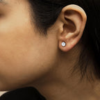 14K Gold Round Lab Grown Diamond Solitaire Stud Earrings with Push Backs