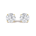 14K Gold Round Lab Grown Diamond Solitaire Stud Earrings with Push Backs