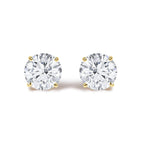 14K Gold Round Lab Grown Diamond Solitaire Stud Earrings with Push Backs