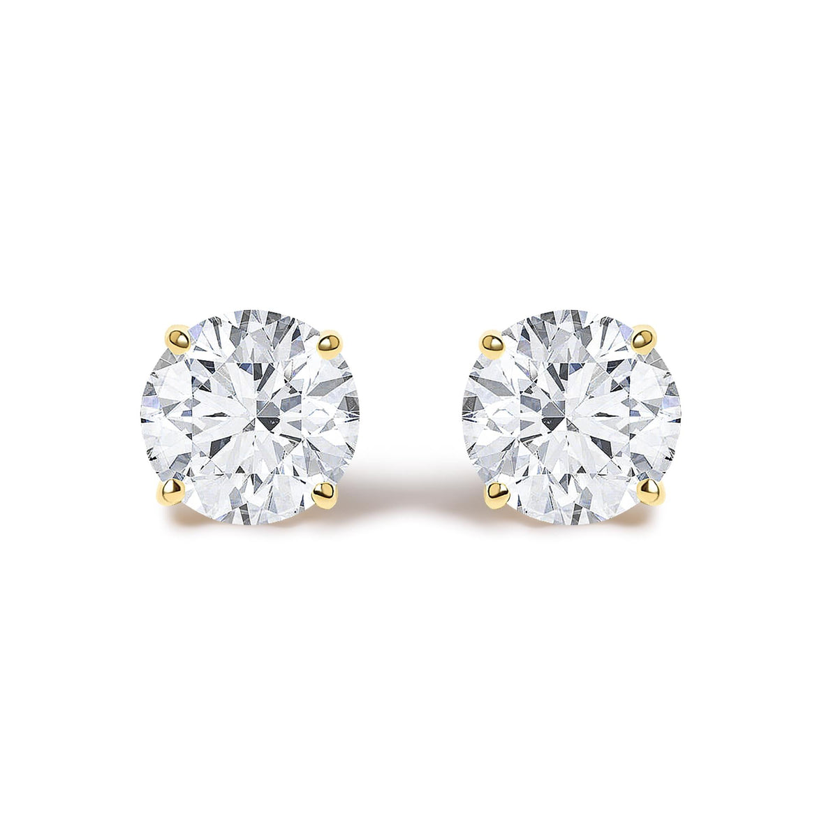 14K Gold Round Lab Grown Diamond Solitaire Stud Earrings with Push Backs