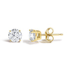 14K Gold Round Lab Grown Diamond Solitaire Stud Earrings with Push Backs