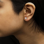14K Gold Round Lab Grown Diamond Solitaire Stud Earrings with Push Backs