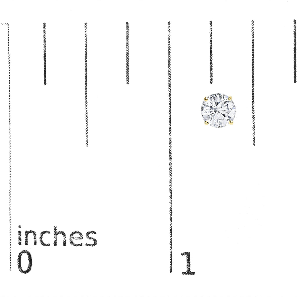 14K Gold Round Lab Grown Diamond Solitaire Stud Earrings with Push Backs