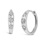 10K Gold 1/5 Cttw Lab Grown Diamond Three Stone Huggie Hoop Earrings