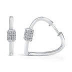 10K White Gold 3/8 Cttw Lab Grown Diamond Heart Shaped Huggie Hoop Earrings