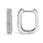 10K White Gold 1/4 Cttw Lab Grown Diamond Double Row Huggie Hoop Earrings