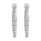 10K White Gold 1/4 Cttw Lab Grown Diamond Heart Shaped Huggy Hoop Earrings