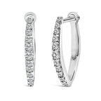 10K White Gold 1/4 Cttw Lab Grown Diamond Heart Shaped Huggy Hoop Earrings