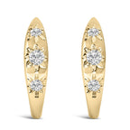 10K Gold 1/5 Cttw Lab Grown Diamond Three Stone Huggie Hoop Earrings