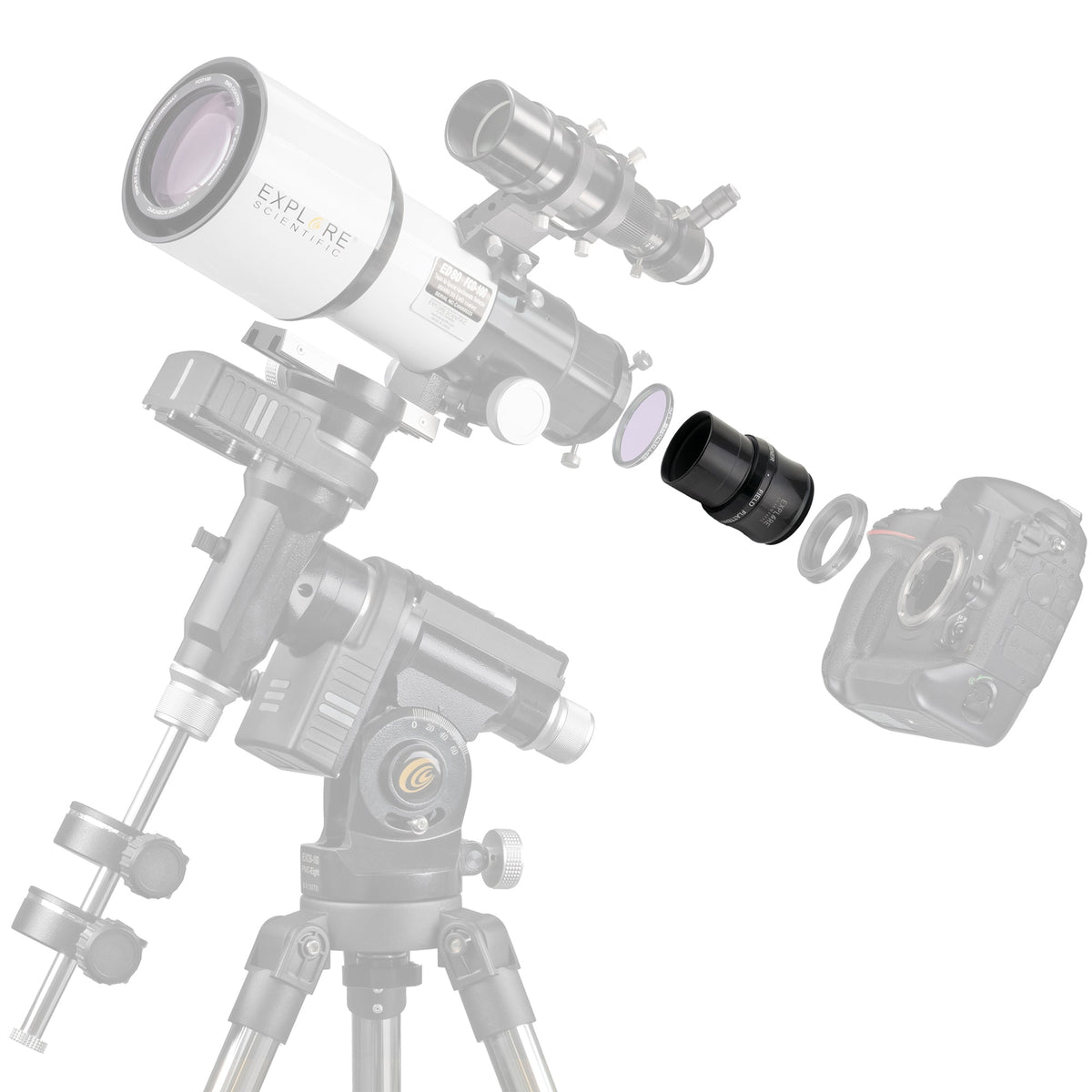 ED80-FCD100 Series Air-Spaced Triplet Refractor Telescope and Field Flattener f/5 to f/7
