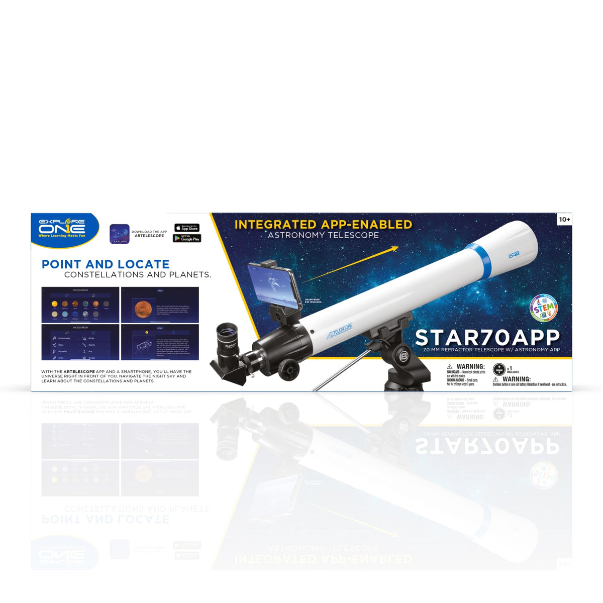 STAR70APP 70mm Refractor Telescope w/ Panhandle Mount and Astronomy APP