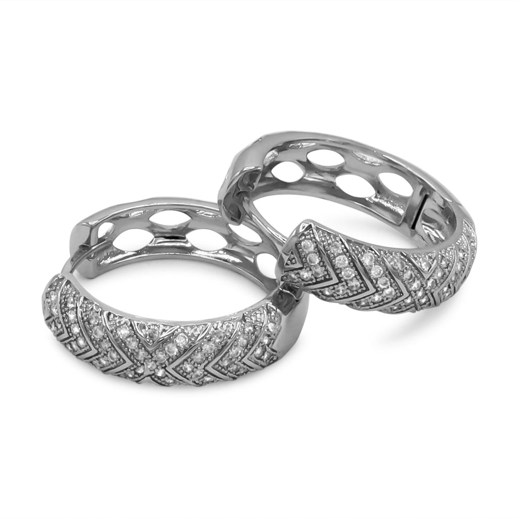 Cubic Zirconia Huggie Hoop Earrings Stainless Steel Hypoallergenic Women Cuffs