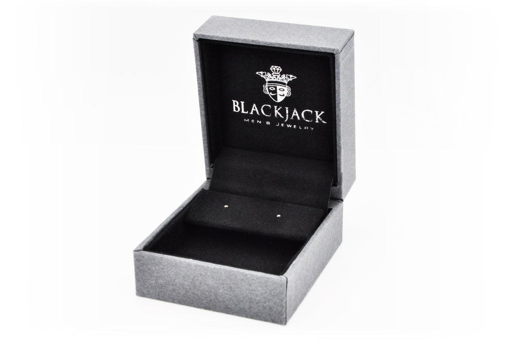 Mens 7mm Black Cubic Zirconia Blue Stainless Steel Square Stud Earrings