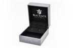 Mens 7mm Black Cubic Zirconia Blue Stainless Steel Square Stud Earrings
