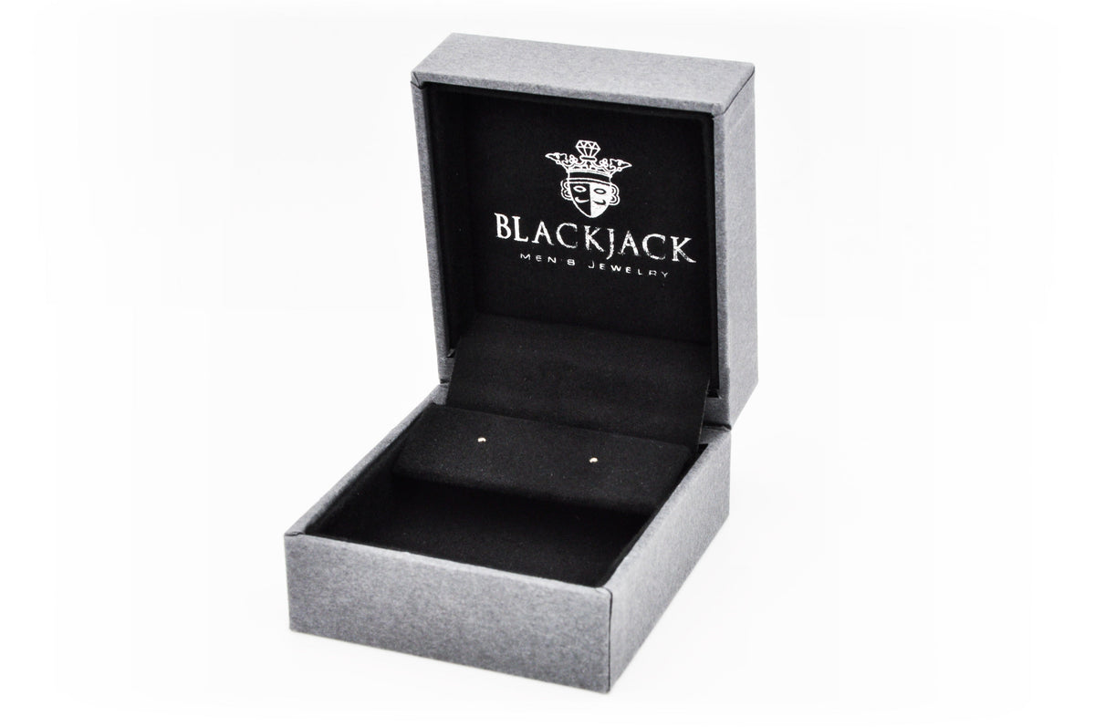 Mens 7mm Black Cubic Zirconia Blue Stainless Steel Square Stud Earrings