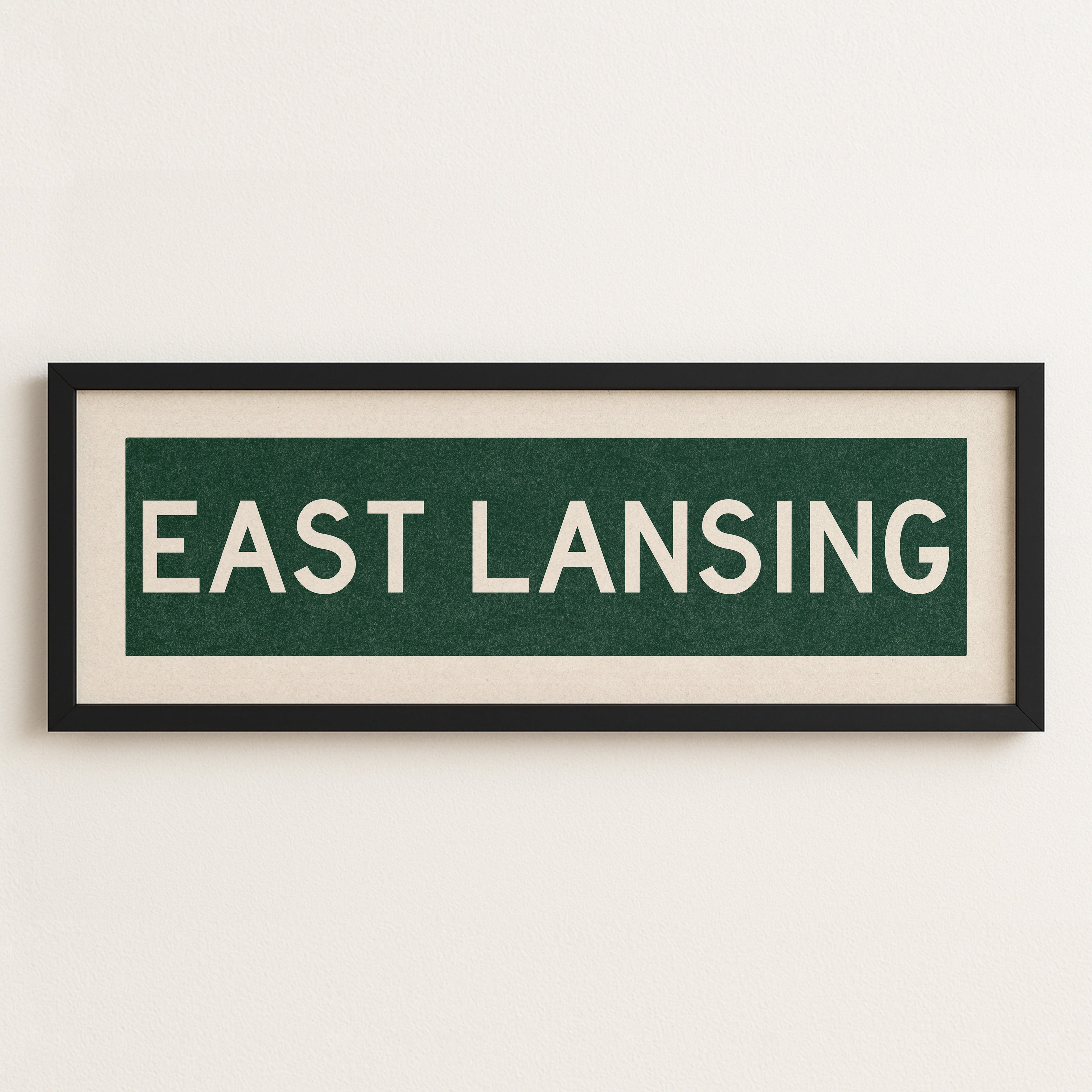 Framed East Lansing Green Bus Scroll