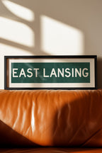 Framed East Lansing Green Bus Scroll