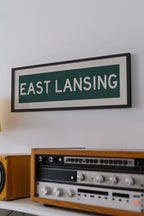 Framed East Lansing Green Bus Scroll