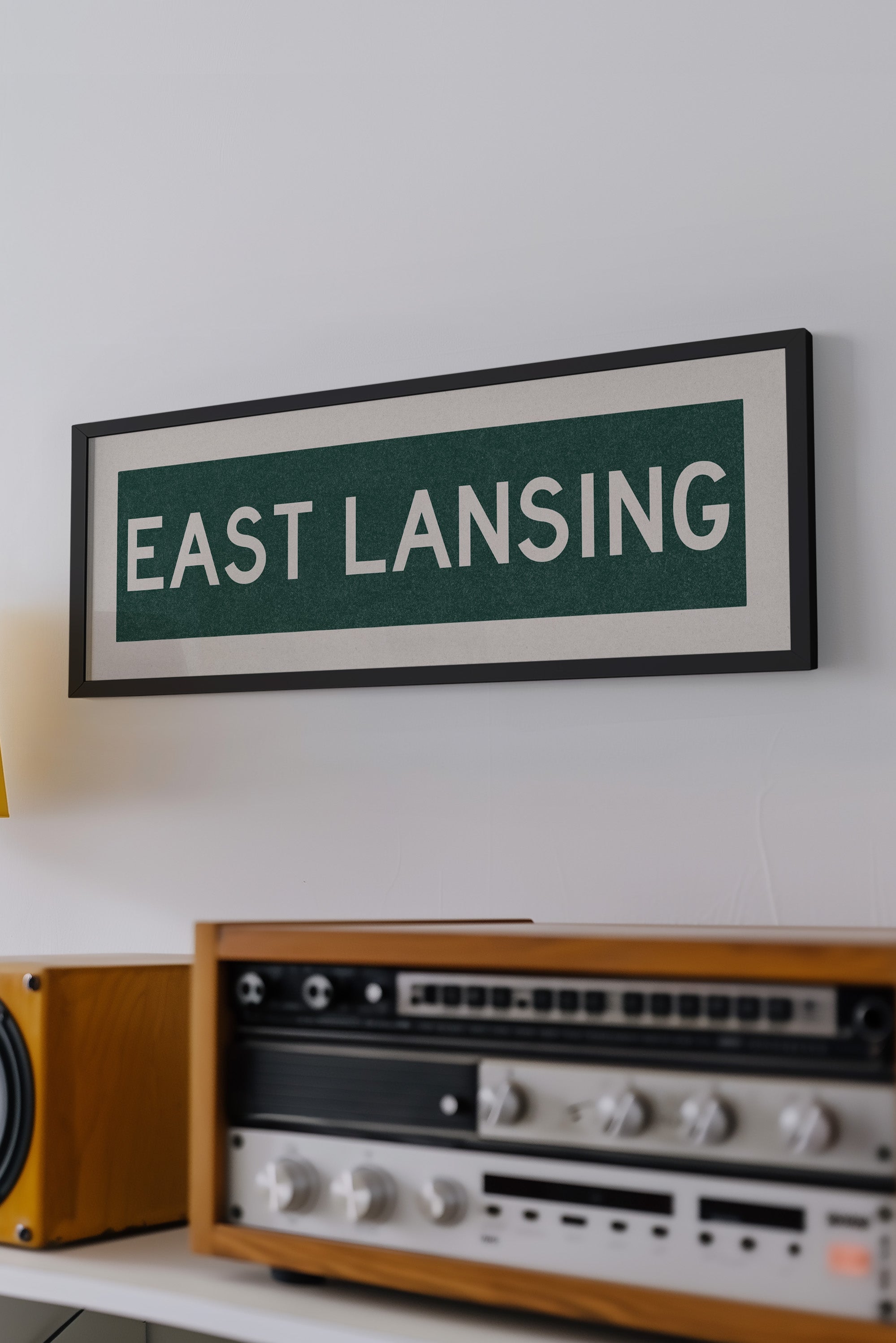 Framed East Lansing Green Bus Scroll