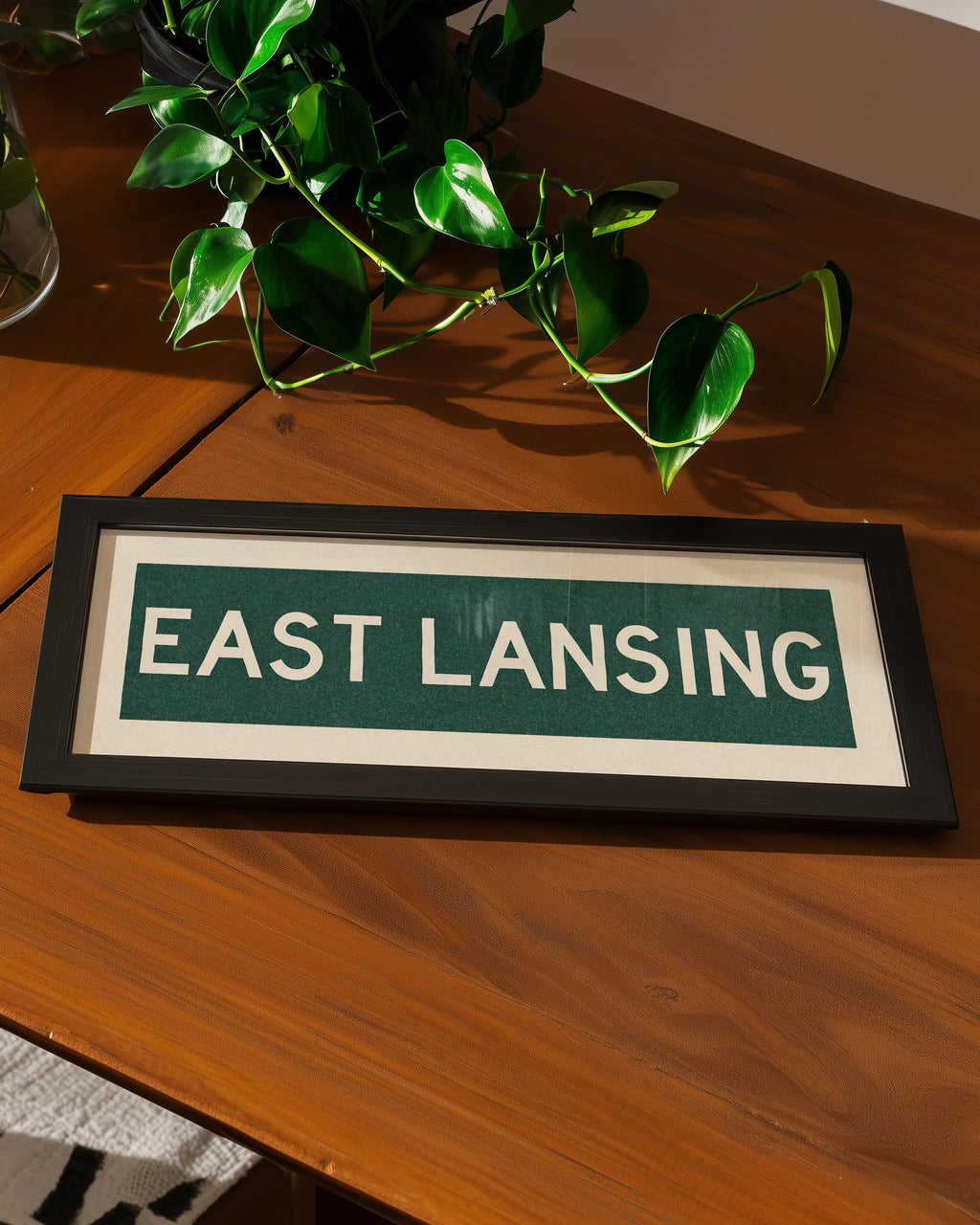 Framed East Lansing Green Bus Scroll