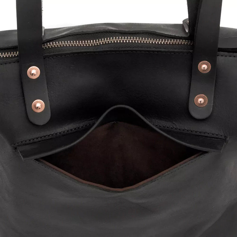 Eden SMALL Leather Tote Bag - Zippered