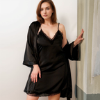 Minimalist Pink & Black Lace Silky Lingerie Set - Sizes S to 6XL