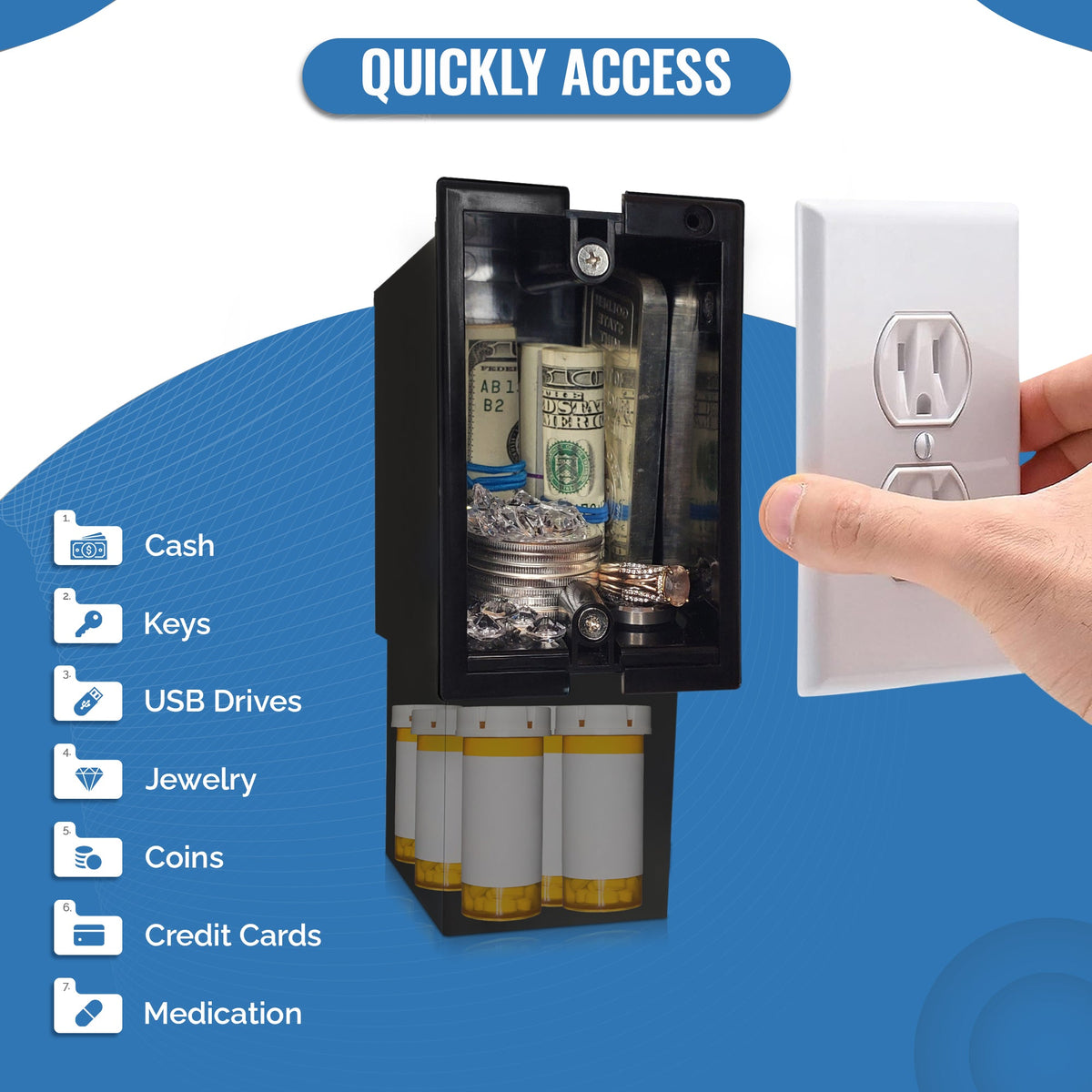 Wall Outlet Diversion Safe - Hidden Home Safe for Discreet Security Wall Safe