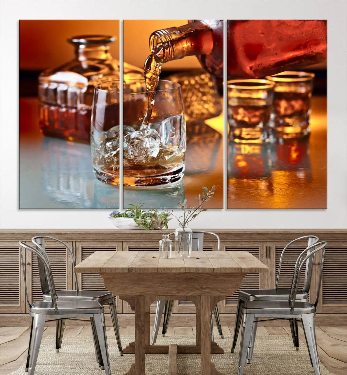 Elegant Whiskey Canvas Wall Art Print Scotch Art Bourbon Art