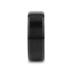 ELYSIAN Black Titanium Ring with Polished Beveled Edges and Brushed Center – 8mm