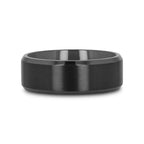 ELYSIAN Black Titanium Ring with Polished Beveled Edges and Brushed Center – 8mm