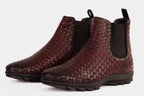 The Luxpre Burgundy Leather Handwoven Casual Chelsea Men Boot Final Sale!