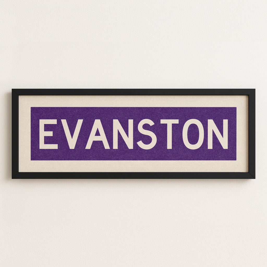 Framed Evanston Purple Bus Scroll