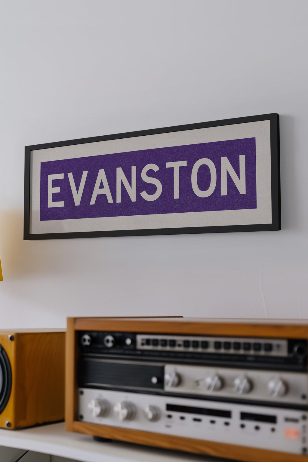 Framed Evanston Purple Bus Scroll