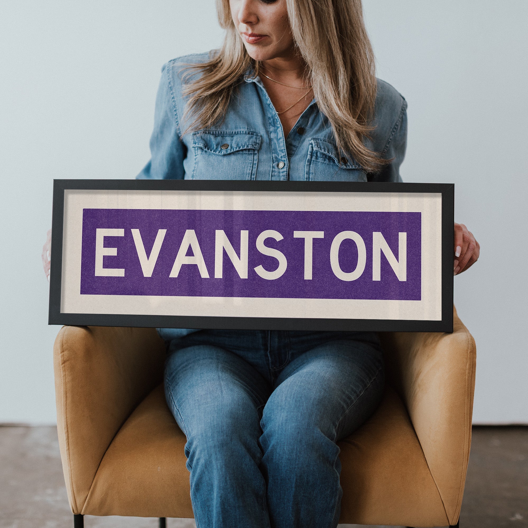 Framed Evanston Purple Bus Scroll