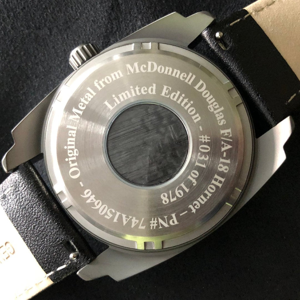 F-18 Hornet Tribute - Gun Metal Finish, Gray Dial, Black Leather Band